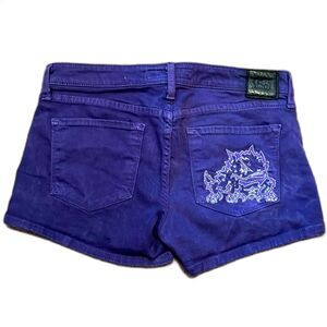 TCU Horned Frog Rear Pocket Purple Denim Shorts